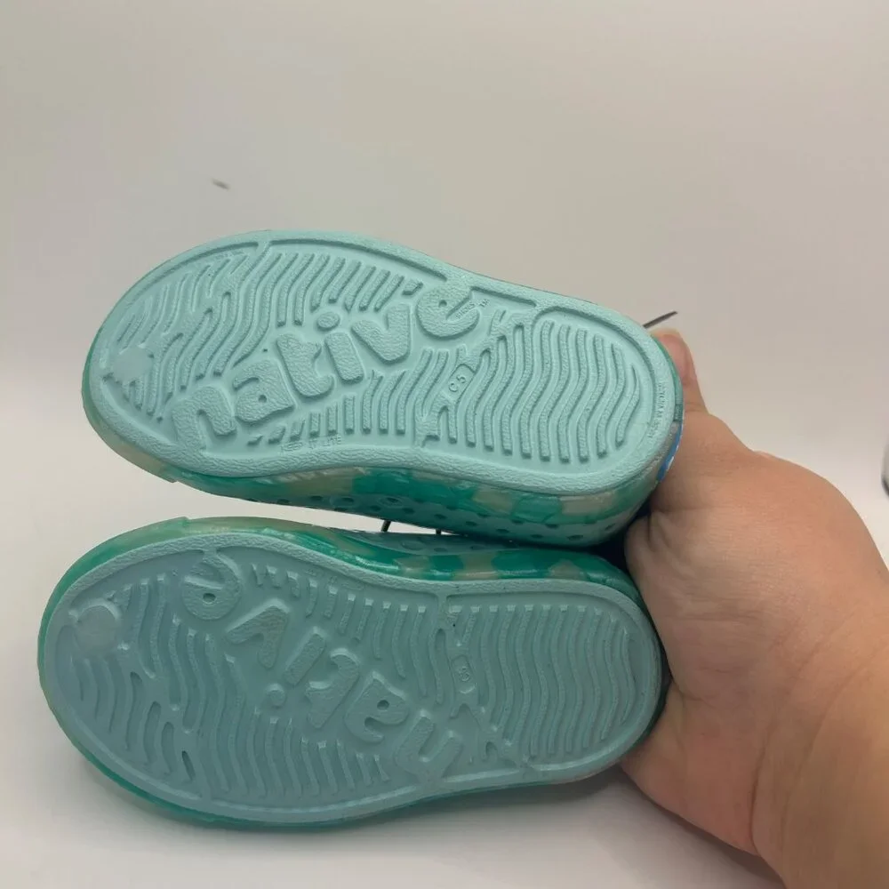 Native Jefferson Gloss Slip-On Shoes Piedmont Blue/Shell Minty Pearl c5